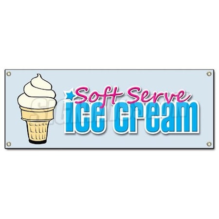 Signmission SOFT SERVE VANILLA ICE CREAM BANNER SIGN cone sundae banana split swirl B-Soft Serve Vanilla